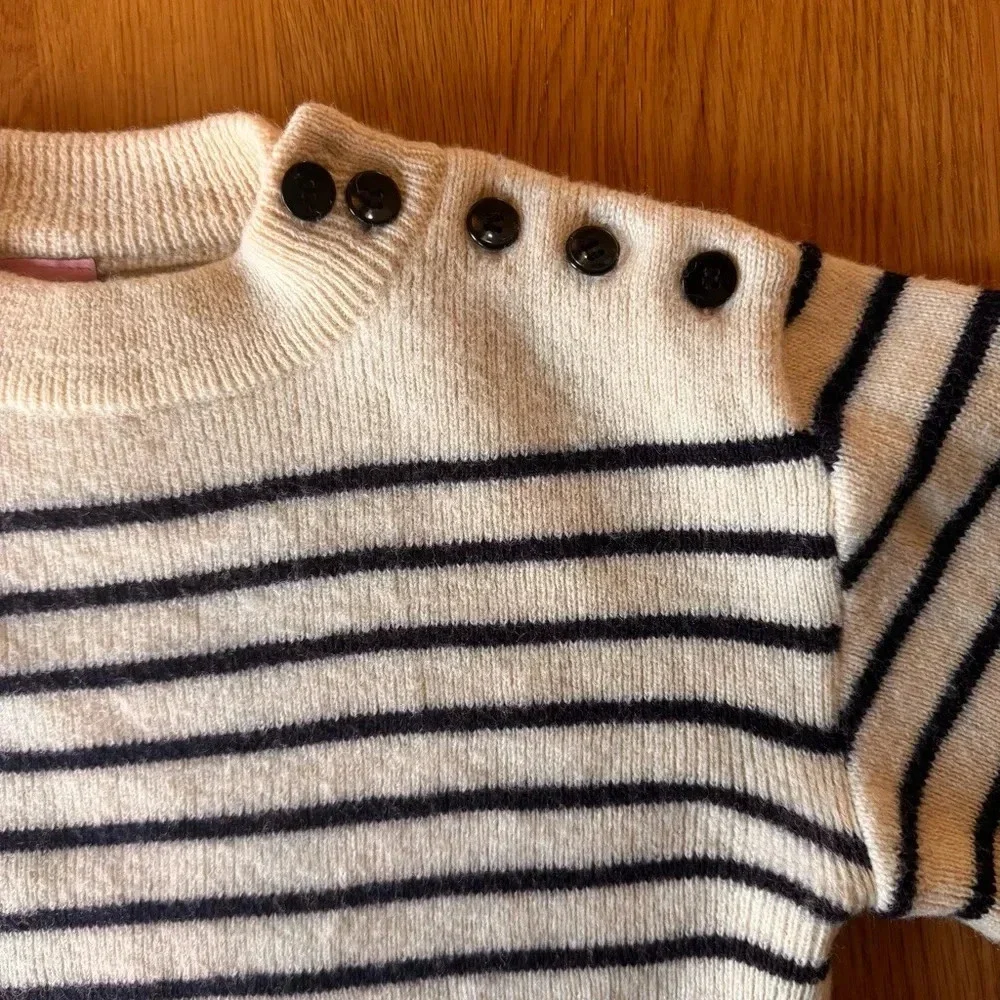 Saint James Navy and Cream Striped Sweater - Picture 3 of 15